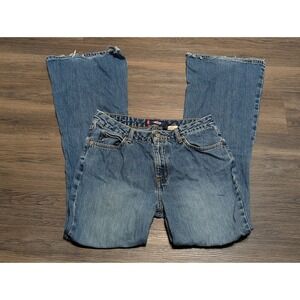 Bongo Flare Leg Jeans Mens Size 7 Medium Wash Frayed Hem Vintage 90s Y2K